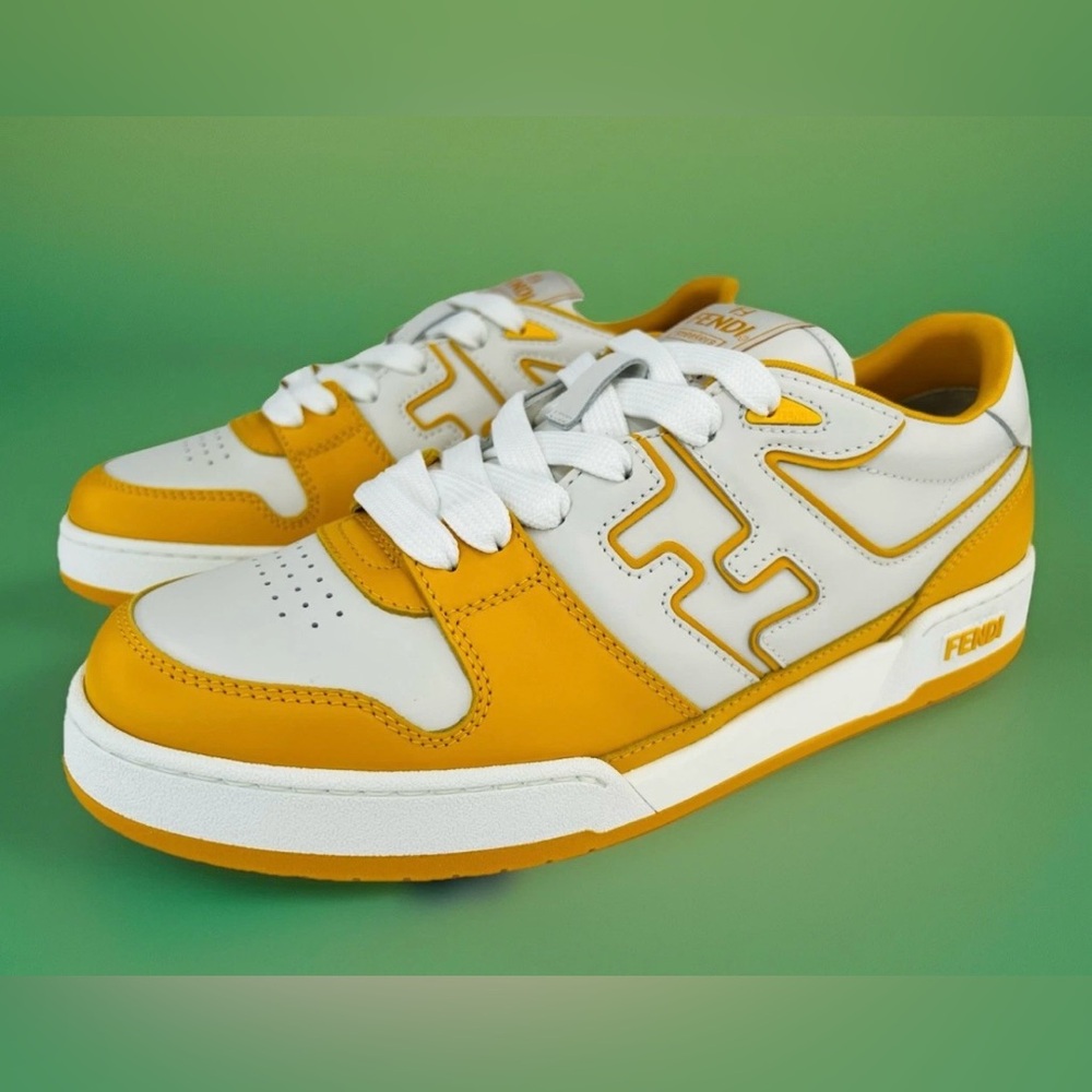FENDI Match FF Men's Leather Logo Fashion Ace Sneakers  UK 10 - US 11 - EU 44
